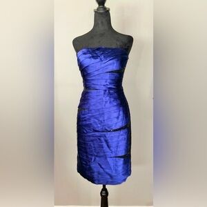 REDUX Charles Chang-Lima Blue & Black Silk & Sequin Strapless Formal Dress 8